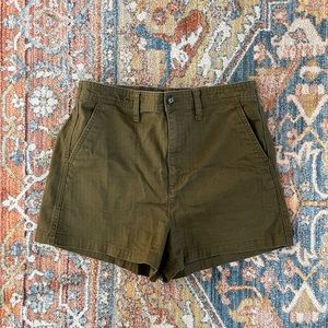Madewell Camper Pull-On shorts, dark olive green, size medium